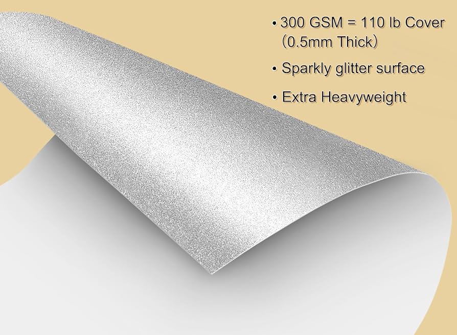 G082&H143_A1シルバーフレーム Amazon.com : Heavyweight Silver Glitter Cardstock Paper, 50